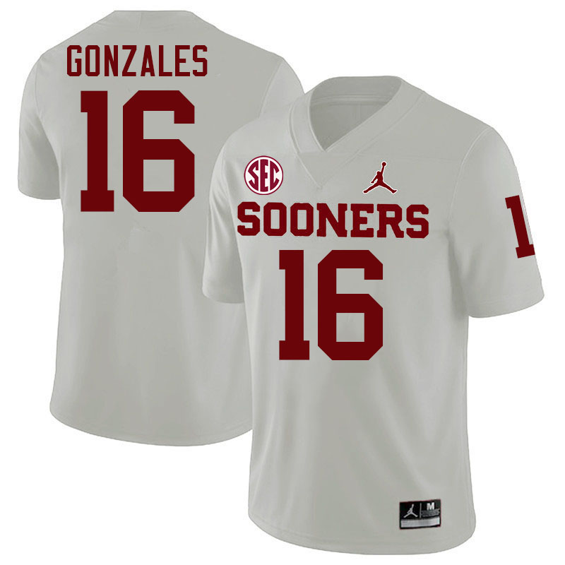 Oklahoma Sooners #16 Cole Gonzales College Football Jersey Stitched-White